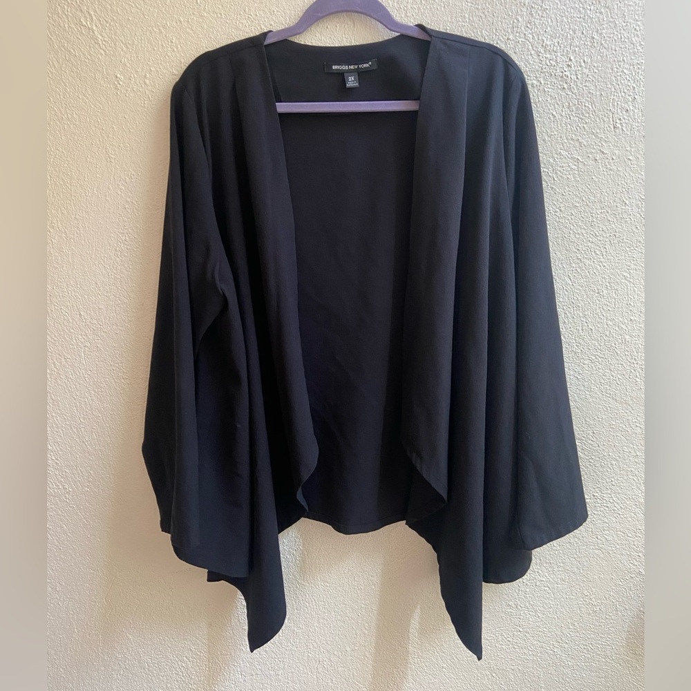 Briggs New York Black Open-Front Draped Cardigan